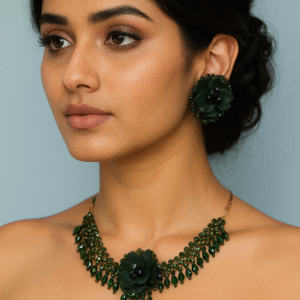 Green Floral Artificial Jewellery Set for Women