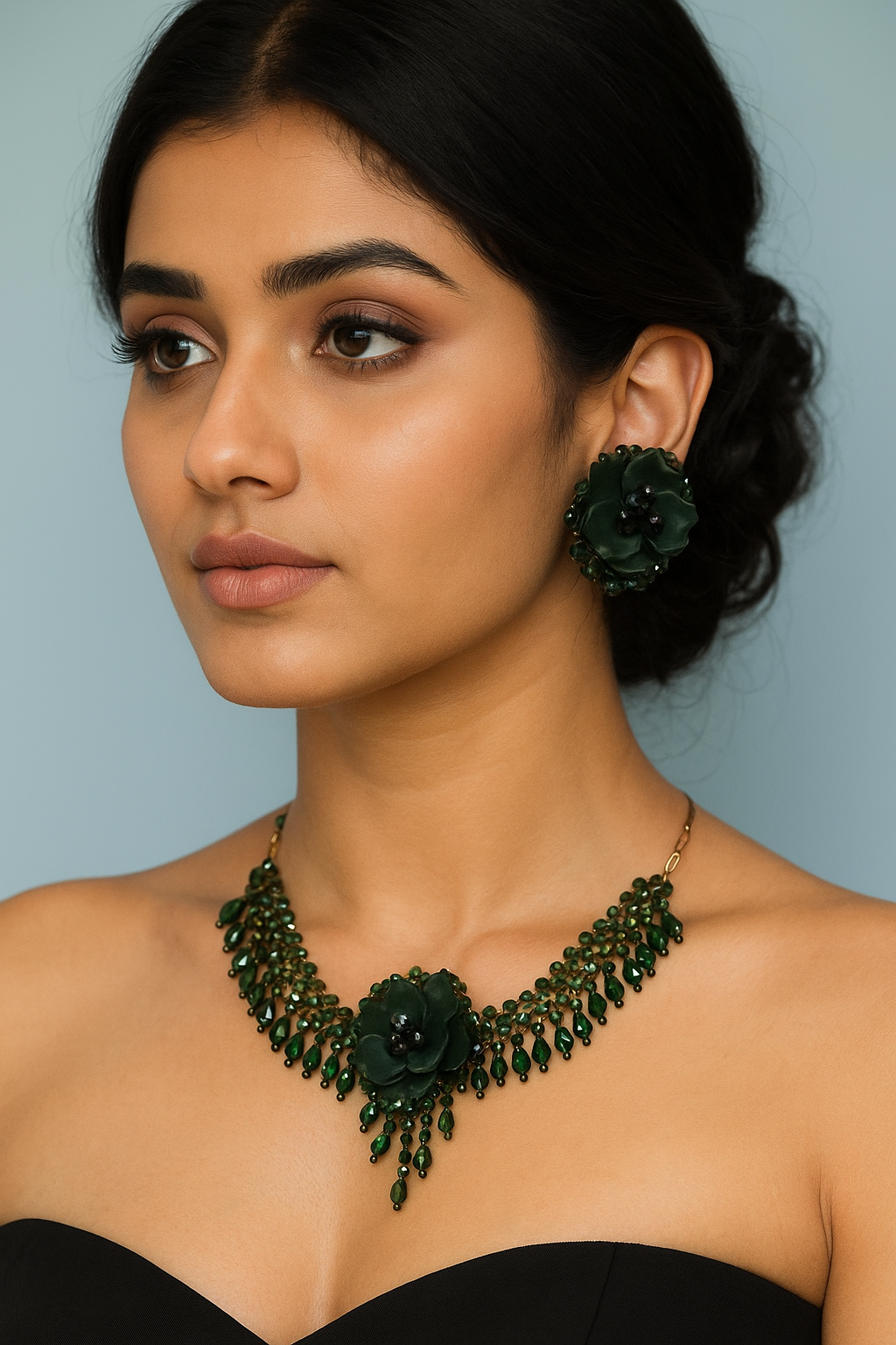 Green Floral Artificial Jewellery Set for Women