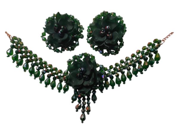 Green Floral Artificial Jewellery Set for Women